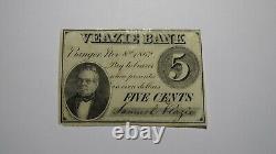 $. 05 1862 Bangor Maine ME Obsolete Currency Note Fractional Bill! Veazie Bank