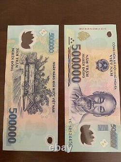 1,000,000 VIETNAM DONG 2 X 500000 500k Vnd Banknotes Bank Note Vietnamese Cir Z