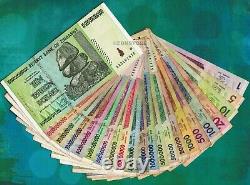 1 10 Trillion Dollars Zimbabwe 2008 22 Banknotes Set Rare All AA Authentic