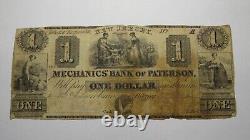 $1 1855 Paterson New Jersey NJ Obsolete Currency Bank Note Bill! Mechanics Bank