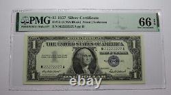 $1 1957 Near Solid Serial Number Silver Certificate Bank Note Bill UNC66 PMG
