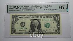 $1 2003 Radar Serial Number Federal Reserve Currency Bank Note Bill PMG UNC67EPQ