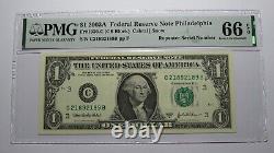 $1 2003 Repeater Serial Number Federal Reserve Currency Bank Note Bill PMG UNC66