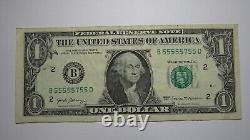$1 2017 Near Solid Serial Number Federal Reserve Bank Note Bill VF+ #55555755