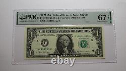 $1 2017A Near Solid Serial Number Federal Reserve Bank Note Bill UNC67 PMG 44444