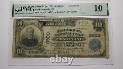 $10 1902 Moss Point Mississippi National Currency Bank Note Bill Ch. #8593 PMG