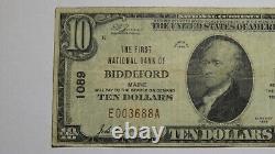 $10 1929 Biddeford Maine ME National Currency Bank Note Bill Charter #1089 FINE+