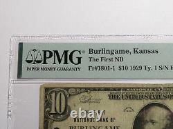 $10 1929 Burlingame Kansas KS National Currency Bank Note Bill Ch. #4040 F15 PMG