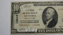 $10 1929 Donora Pennsylvania PA National Currency Bank Note Bill! Ch. #13644 VF