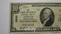 $10 1929 Mercer Pennsylvania PA National Currency Bank Note Bill #2256 FINE