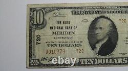 $10 1929 Meriden Connecticut CT National Currency Bank Note Bill! Ch. #720 VF