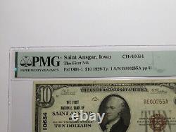 $10 1929 Saint Ansgar Iowa National Currency Bank Note Bill #10684 VF30 PMG St