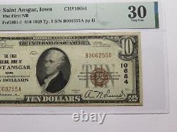 $10 1929 Saint Ansgar Iowa National Currency Bank Note Bill #10684 VF30 PMG St