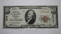 $10 1929 Topeka Kansas KS National Currency Bank Note Bill Charter #3078 VF