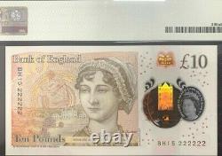 £10 Note Pmg Jane Austen Bank Of England Rare 222222 Polymer Uncirculated Gem Uk