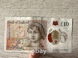 £10 Note with Misprint Error British English Ten Pounds Printing Mistake