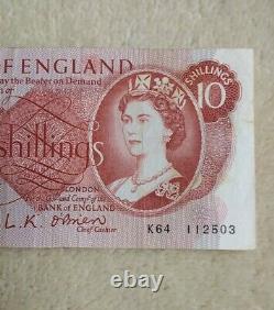 10 Shilling K64 Last Run Banknote O'Brien Ten Bob