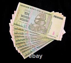 10 x Zimbabwe 10 Trillion Dollar banknotes- circulated currency-100 Trillion
