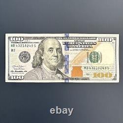 $100 Dollar Bill Fancy Serial Number 95.8% Very Cool MB43218249S 2013
