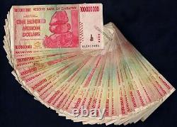 100 Million Zimbabwe Dollars x 50 Banknotes AA 2008 ½ Bundle 50PCS Currency Lot