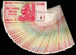 100 Million Zimbabwe Dollars x 50 Banknotes AA 2008 ½ Bundle 50PCS Currency Lot