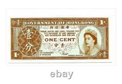 100 Pc Hong Kong Government one 1 Cent Bank note Banknote Queen Elizabeth II Unc