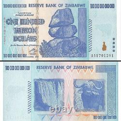 100 Trillion Dollars /AA17. Banknote / Zimbabwe 2008 / Bank Fresh Uncirculated
