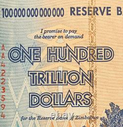 100 Trillion Dollars Banknote. Zimbabwe. AA serial