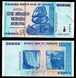 100 Trillion Zimbabwe Dollars Bank Note AA 2008 UNC Uncirculated Authentic P91