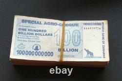 100 X 100 Billion Special Agro-Cheques Zimbabwe Dollar Notes