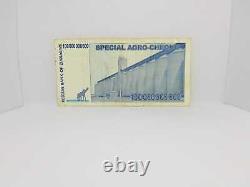 100 Zimbabwe Banknotes, $100 Billion Dollars, 2008 Special Agro-Cheque Used