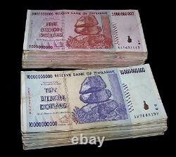 100 Zimbabwe Banknotes- 50 x 5 & 10 Billion Dollars-paper money currency