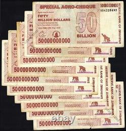 100 x 50 Billion Dollars Zimbabwe Special Agro Cheque 100PCS 2008 Authentic COA