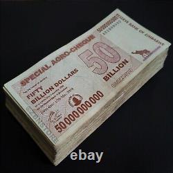 100 x 50 Billion Dollars Zimbabwe Special Agro Cheque 100PCS 2008 Authentic COA