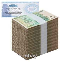 1000 Zimbabwe 1 Billion banknote 2008, P-83 CIRC bundle CoA Authentic trillion