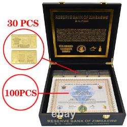 100pc/box Zimbabwe ONE Centillion Container Certificate Scroll with 30 Gold Bars