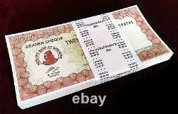 100x Zimbabwe Bearer Check $20000 Unc Banknote 2003 CC P23f Fy Coa Certificate