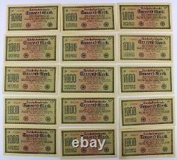 15x Ro. 75d Banknote 1000 Mark 1922 TOP Cash Fresh Continuous No. Old Bill