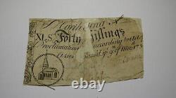 1754 Forty Shillings North Carolina NC Colonial Currency Bank Note Bill 40s RARE
