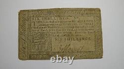 1777 Six Shillings Pennsylvania PA Colonial Currency Bank Note Bill 6s RARE