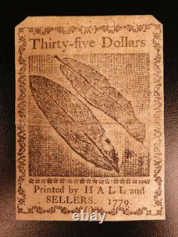 1779 Revolutionary War MONEY Early American Banknote $35 Dollars Finance
