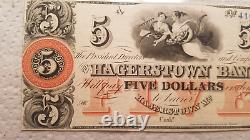1800's $5 Bill Hagerstown Bank of Maryland MD Obsolete Note Banknote CU UNC