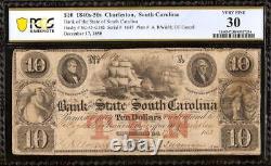 1850 $10 South Carolina Bank Note Large Currency Big Old Paper Money Pcgs 30