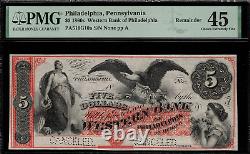 1860's $5 Obsolete Philadelphia, Pennsylvania Western Bank PMG 45 Comment