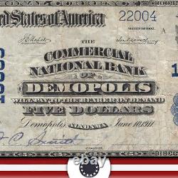1902 $5 Demopolis, Al National Bank Note Alabama Currency 22004