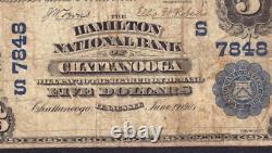 1902 $5 Hamilton National Bank Note Currency Chattanooga Tennessee Circulated F