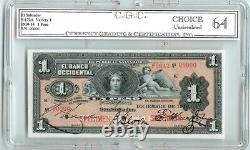 1910 EL SALVADOR PESO SPECIMEN BANK OCCIDENTAL NOTE CHOICE UNC P #S172s