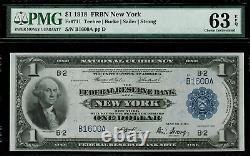 1918 $1 Federal Reserve Bank Note New York FR-711 PMG 63 EPQ Choice Unc