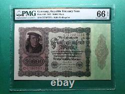 1922 Germany Republic Treasure Note 50000 Mark P# 80 Pmg 66 Epq Gem Unc High