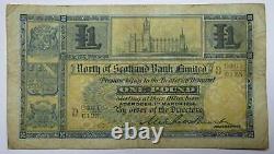 1924 North Of Scotland Bank Limited £1 One Pound Banknote